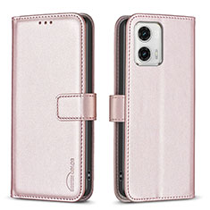 Funda de Cuero Cartera con Soporte Carcasa B17F para Motorola Moto G73 5G Oro Rosa