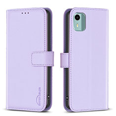 Funda de Cuero Cartera con Soporte Carcasa B17F para Nokia C12 Plus Purpura Claro