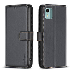 Funda de Cuero Cartera con Soporte Carcasa B17F para Nokia C12 Pro Negro