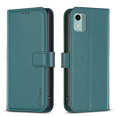 Funda de Cuero Cartera con Soporte Carcasa B17F para Nokia C12 Pro Verde