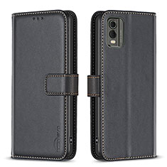 Funda de Cuero Cartera con Soporte Carcasa B17F para Nokia C210 Negro