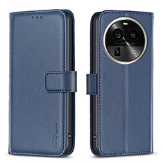 Funda de Cuero Cartera con Soporte Carcasa B17F para Oppo Find X6 5G Azul