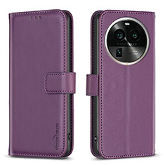 Funda de Cuero Cartera con Soporte Carcasa B17F para Oppo Find X6 5G Morado