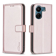 Funda de Cuero Cartera con Soporte Carcasa B17F para Xiaomi Poco C65 Oro Rosa