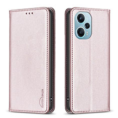 Funda de Cuero Cartera con Soporte Carcasa B17F para Xiaomi Poco F5 5G Oro Rosa