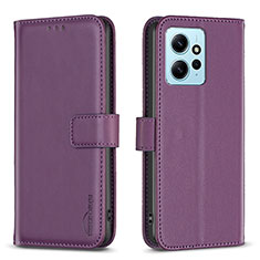 Funda de Cuero Cartera con Soporte Carcasa B17F para Xiaomi Redmi Note 12 4G Morado