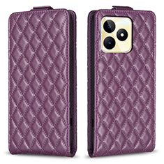 Funda de Cuero Cartera con Soporte Carcasa B19F para Realme C53 Morado