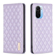 Funda de Cuero Cartera con Soporte Carcasa B19F para Xiaomi Poco F3 5G Morado