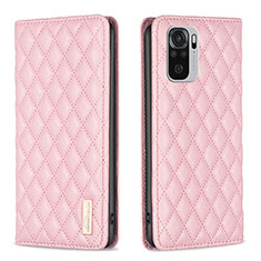 Funda de Cuero Cartera con Soporte Carcasa B19F para Xiaomi Redmi Note 10 4G Oro Rosa