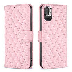 Funda de Cuero Cartera con Soporte Carcasa B19F para Xiaomi Redmi Note 10 5G Oro Rosa