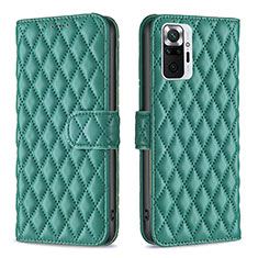 Funda de Cuero Cartera con Soporte Carcasa B19F para Xiaomi Redmi Note 10 Pro 4G Verde