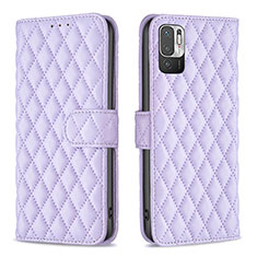 Funda de Cuero Cartera con Soporte Carcasa B19F para Xiaomi Redmi Note 10T 5G Morado