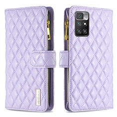 Funda de Cuero Cartera con Soporte Carcasa B19F para Xiaomi Redmi Note 11 4G (2021) Morado