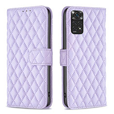 Funda de Cuero Cartera con Soporte Carcasa B19F para Xiaomi Redmi Note 11 4G (2022) Morado