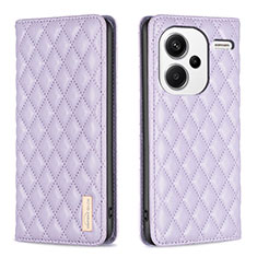 Funda de Cuero Cartera con Soporte Carcasa B19F para Xiaomi Redmi Note 13 Pro+ Plus 5G Morado