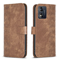 Funda de Cuero Cartera con Soporte Carcasa B21F para Motorola Moto E13 Marron