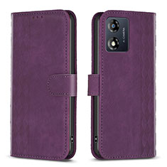 Funda de Cuero Cartera con Soporte Carcasa B21F para Motorola Moto E13 Morado