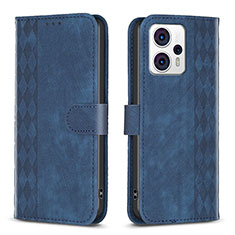 Funda de Cuero Cartera con Soporte Carcasa B21F para Motorola Moto G23 Azul