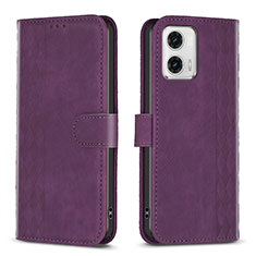 Funda de Cuero Cartera con Soporte Carcasa B21F para Motorola Moto G73 5G Morado