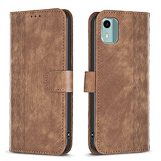 Funda de Cuero Cartera con Soporte Carcasa B21F para Nokia C12 Plus Marron