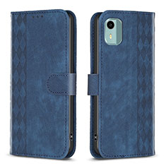 Funda de Cuero Cartera con Soporte Carcasa B21F para Nokia C12 Pro Azul