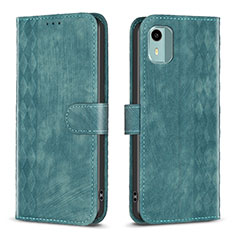 Funda de Cuero Cartera con Soporte Carcasa B21F para Nokia C12 Verde