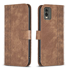 Funda de Cuero Cartera con Soporte Carcasa B21F para Nokia C210 Marron