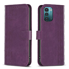 Funda de Cuero Cartera con Soporte Carcasa B21F para Nokia G21 Morado