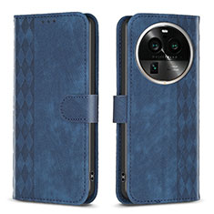 Funda de Cuero Cartera con Soporte Carcasa B21F para Oppo Find X6 Pro 5G Azul