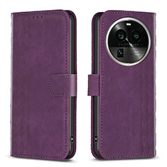 Funda de Cuero Cartera con Soporte Carcasa B21F para Oppo Find X6 Pro 5G Morado