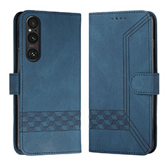 Funda de Cuero Cartera con Soporte Carcasa B21F para Sony Xperia 1 V Azul