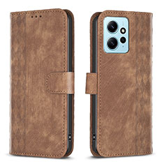 Funda de Cuero Cartera con Soporte Carcasa B21F para Xiaomi Redmi Note 12 4G Marron