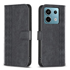 Funda de Cuero Cartera con Soporte Carcasa B21F para Xiaomi Redmi Note 13 Pro 5G Negro