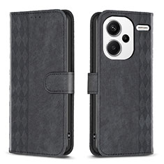 Funda de Cuero Cartera con Soporte Carcasa B21F para Xiaomi Redmi Note 13 Pro+ Plus 5G Negro