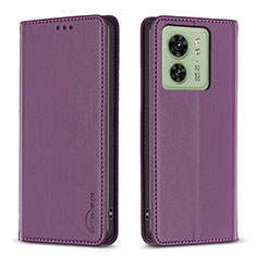 Funda de Cuero Cartera con Soporte Carcasa B22F para Motorola Moto Edge 40 5G Morado