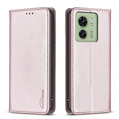 Funda de Cuero Cartera con Soporte Carcasa B22F para Motorola Moto Edge 40 5G Oro Rosa