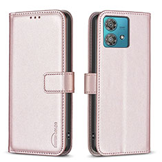 Funda de Cuero Cartera con Soporte Carcasa B22F para Motorola Moto Edge 40 Neo 5G Oro Rosa