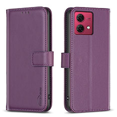 Funda de Cuero Cartera con Soporte Carcasa B22F para Motorola Moto G84 5G Morado