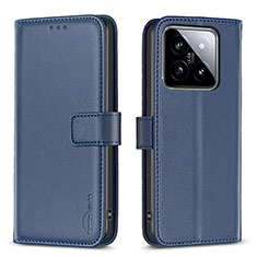 Funda de Cuero Cartera con Soporte Carcasa B22F para Xiaomi Mi 14 Pro 5G Azul