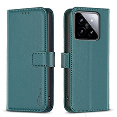 Funda de Cuero Cartera con Soporte Carcasa B22F para Xiaomi Mi 14 Pro 5G Verde