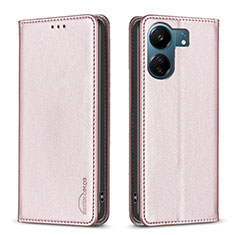 Funda de Cuero Cartera con Soporte Carcasa B22F para Xiaomi Poco C65 Oro Rosa