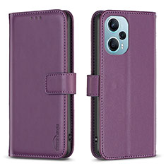 Funda de Cuero Cartera con Soporte Carcasa B22F para Xiaomi Poco F5 5G Morado