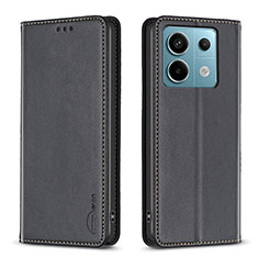 Funda de Cuero Cartera con Soporte Carcasa B22F para Xiaomi Redmi Note 13 Pro 5G Negro