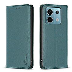 Funda de Cuero Cartera con Soporte Carcasa B22F para Xiaomi Redmi Note 13 Pro 5G Verde