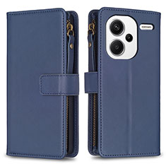 Funda de Cuero Cartera con Soporte Carcasa B22F para Xiaomi Redmi Note 13 Pro+ Plus 5G Azul