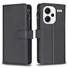 Funda de Cuero Cartera con Soporte Carcasa B22F para Xiaomi Redmi Note 13 Pro+ Plus 5G Negro