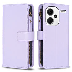 Funda de Cuero Cartera con Soporte Carcasa B22F para Xiaomi Redmi Note 13 Pro+ Plus 5G Purpura Claro