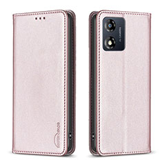 Funda de Cuero Cartera con Soporte Carcasa B23F para Motorola Moto E13 Oro Rosa