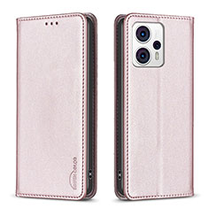 Funda de Cuero Cartera con Soporte Carcasa B23F para Motorola Moto G13 Oro Rosa