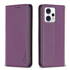 Funda de Cuero Cartera con Soporte Carcasa B23F para Motorola Moto G23 Morado